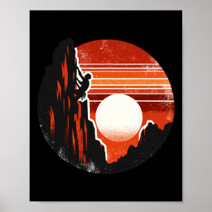 Retro Zonsondergang Bergbeklimmen Klimmen Klimmer  Poster