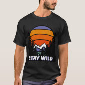 Retro zonsondergang bergbos blijf wild t-shirt (Voorkant)