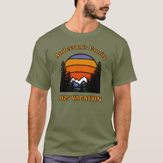 Retro zonsondergang bergbos VAKANTIE T-shirt