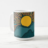 Retro Zonsondergang Bergen Koffiemok (Voorkant links)