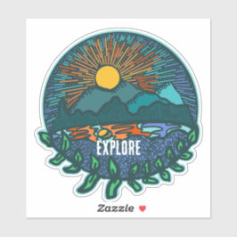 Retro Zonsondergang Bergen Sticker