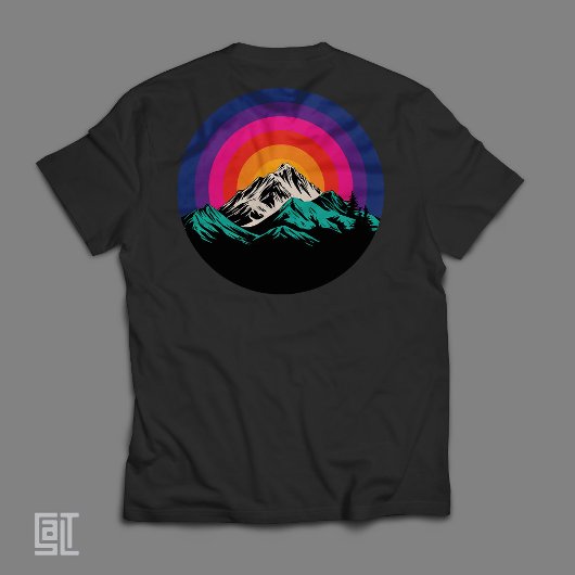 Retro Zonsondergang Bergen T-shirt