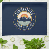 Retro Zonsondergang Bergen Wandelen Custom Trekkin Theedoek (Gevouwen)