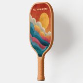 Retro Zonsondergang Berglandschap Aangepaste Naam Pickleball Paddle (Links)
