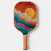 Retro Zonsondergang Berglandschap Aangepaste Naam Pickleball Paddle (Achterkant)
