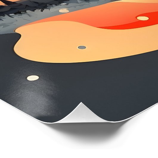 Retro Zonsondergang Berglandschap Perfect Poster (Hoek)