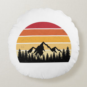 Retro Zonsondergang Berglandschap Vintage Natuur Rond Kussen