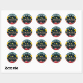 Retro zonsondergang Bergmeester Ronde Sticker (Vel)