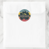 Retro zonsondergang Bergmeester Ronde Sticker (Tas)
