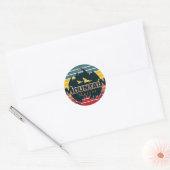 Retro zonsondergang Bergmeester Ronde Sticker (Envelop)