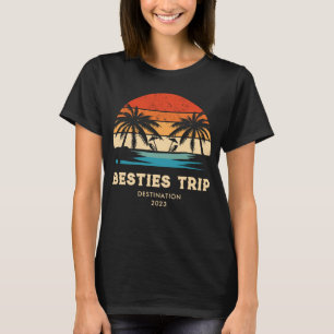 Retro zonsondergang Besties Meisjes reis Matching T-shirt