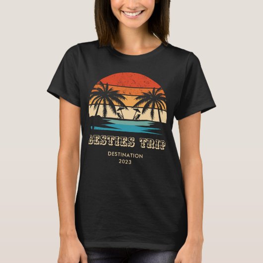 Retro zonsondergang Besties Meisjes reis Matching T-shirt (Voorkant)