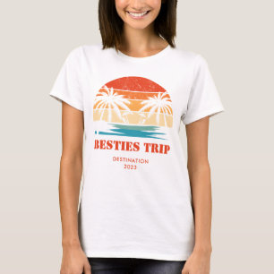 Retro zonsondergang Besties Meisjes reis Matching T-shirt