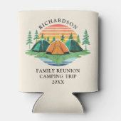 Retro Zonsondergang Bos Camping Aangepaste Familie Blikjeskoeler (Achterkant)