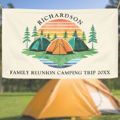 Retro Zonsondergang Bos Camping Aangepaste Familie Spandoek