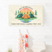 Retro Zonsondergang Bos Camping Aangepaste Familie Spandoek (Insitu)