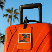 Retro Zonsondergang Bos Landschap Abstract Bagagelabel