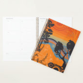Retro Zonsondergang Bos Landschap Abstract Planner (Display)