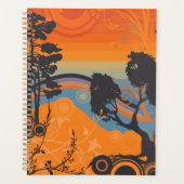 Retro Zonsondergang Bos Landschap Abstract Planner (Voorkant)