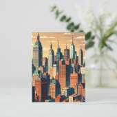 Retro  zonsondergang boven Manhattan Briefkaart (Staand voorkant)