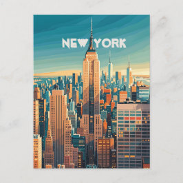 Retro  zonsondergang boven Manhattan Briefkaart