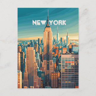 Retro  zonsondergang boven Manhattan Briefkaart