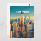Retro zonsondergang boven Manhattan Briefkaart (Voorkant / Achterkant)