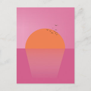 Retro Zonsondergang Briefkaart