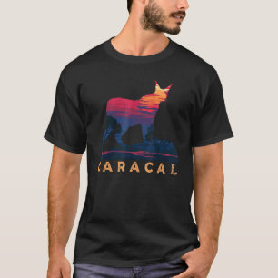 Retro Zonsondergang Caracal Kat Dier Wilde Dieren  T-shirt