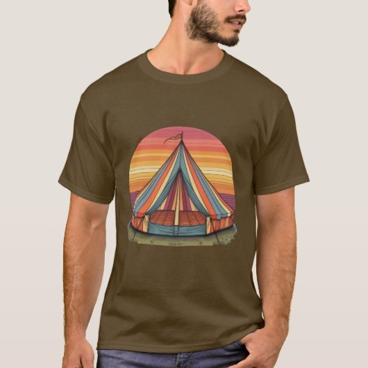 Retro Zonsondergang Circus Tent T-shirt (Voorkant)