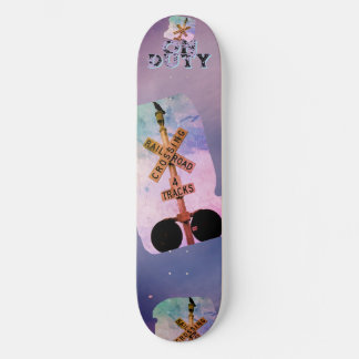 Retro zonsondergang Dienstdoende Spoorweg Kraai Persoonlijk Skateboard