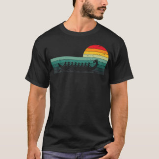 Retro Zonsondergang Drakenboot T-shirt