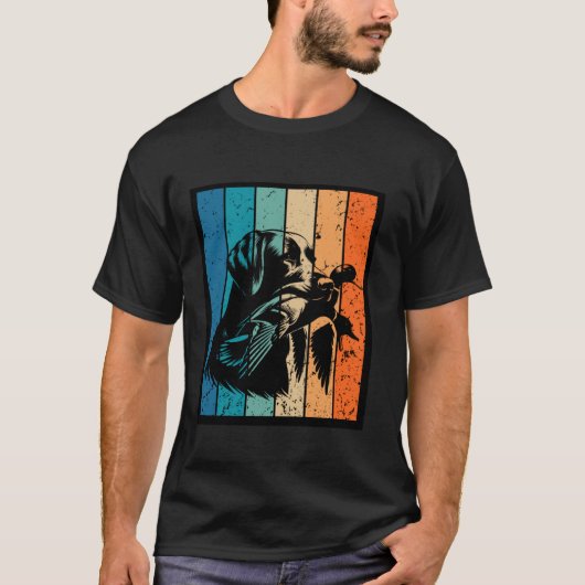 Retro Zonsondergang Eend Jacht Ontwerp Lange Mouw  T-shirt (Voorkant)