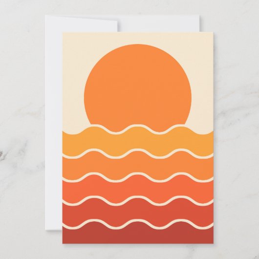 Retro Zonsondergang en Golven Kaart (Voorkant)