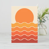Retro Zonsondergang en Golven Kaart (Staand voorkant)