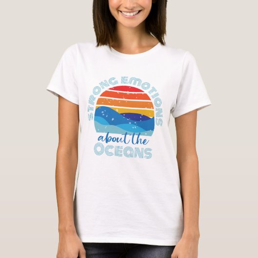 Retro Zonsondergang en Golven Oceaan Gezegde T-shirt (Voorkant)