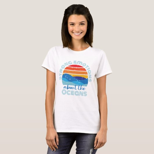 Retro Zonsondergang en Golven Oceaan Gezegde T-shirt (Voorkant volledig)