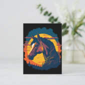 Retro Zonsondergang en Paardenhoofd Briefkaart (Staand voorkant)