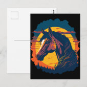 Retro Zonsondergang en Paardenhoofd Briefkaart (Voorkant / Achterkant)