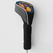 Retro Zonsondergang en Paardenhoofd Golfheadcover (Schuin)