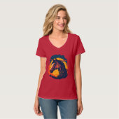 Retro Zonsondergang en Paardenhoofd T-shirt (Voorkant volledig)