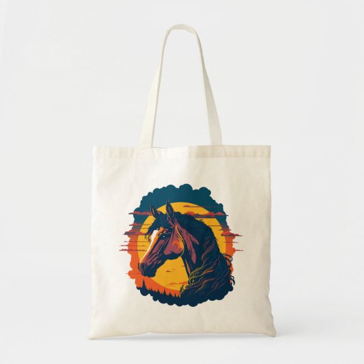 Retro Zonsondergang en Paardenhoofd Tote Bag (Voorkant)