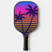 Retro zonsondergang en palmbomen pickleball paddle (Achterkant)