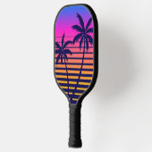 Retro zonsondergang en palmbomen pickleball paddle (Links)