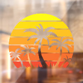 Retro zonsondergang en palmbomen raamsticker (Vel 2)