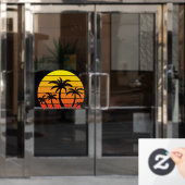 Retro zonsondergang en palmbomen raamsticker (Kantoordeur)
