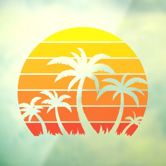 Retro zonsondergang en palmbomen raamsticker (Vel 3)
