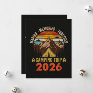 Retro Zonsondergang Familie Camping Trip 2026 Feestdagenkaart