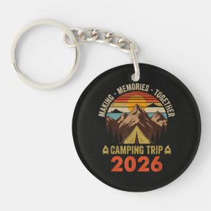 Retro Zonsondergang Familie Camping Trip 2026 Sleutelhanger