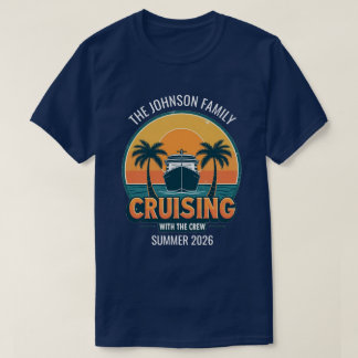 Retro Zonsondergang Familie Cruise Vakantie Aangep T-shirt